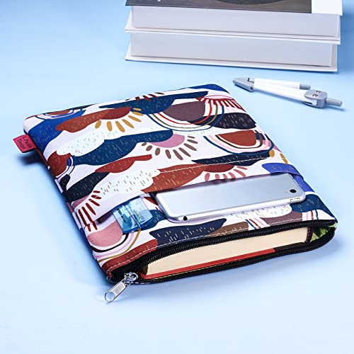 Whimsical Clouds - Funda de libro para tapa blanda, tela lavable, fundas de libro con cremallera, tamaño mediano, 11 x 8.5 pulgadas
