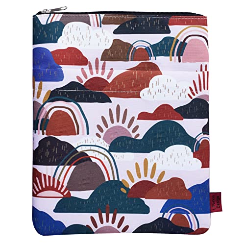 Whimsical Clouds - Funda de libro para tapa blanda, tela lavable, fundas de libro con cremallera, tamaño mediano, 11 x 8.5 pulgadas