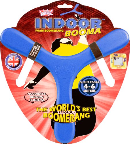 Wicked-WKIND-B Indoor Booma Blue | El Mejor Boomerang Deportivo Suave y Seguro Memorang Foam del Mundo, Vuelo de Regreso garantizado, Color Azul, Large