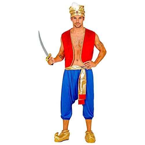 WIDMANN 10222 - Disfraz de Aladdin, chaleco, pantalones, faja, turbante, rey los ladrones, fiesta temática, carnaval, hombre, multicolor, M