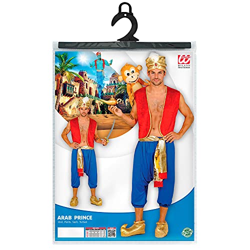 WIDMANN 10222 - Disfraz de Aladdin, chaleco, pantalones, faja, turbante, rey los ladrones, fiesta temática, carnaval, hombre, multicolor, M