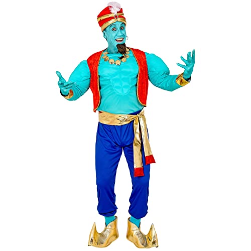 WIDMANN W WIDMANN-10233 – Disfraz de genio mágico camisa muscular, chaleco, pantalones, banda, cubrezapatos, turbante, fiesta temática, carnaval, multicolor, large (10233)