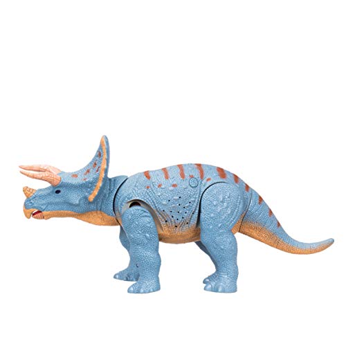 Wild predators Electrónico Juguete, Juegos niños, Dinosaurio Sonido, Color Azul, Triceratops, marrón (Camina como los auténticos, Tiene Efecto)