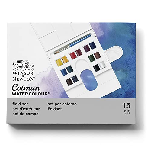 Winsor & Newton acuarela Cotman - Set de 14 medio godets de acuarela, colores surtidos