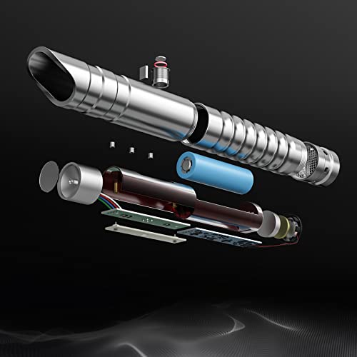 Wisbecost Lightsaber - Espada de Luz Duell RGB 15 Colores 12 Fuentes de Sonido de Combate Simulado, Cosplay de Jedi Knight 丨 Carga USB,Plata