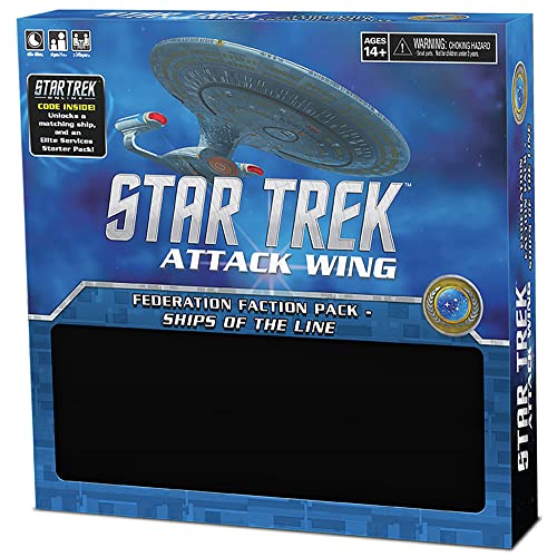 WizKids Star Trek: Attack Wing: Federation Faction Pack - Expansión de Barcos de la Línea - Juego de miniaturas de combate de ciencia ficción, a partir de 14 años, 2+ jugadores, 60 minutos