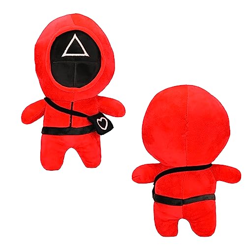 wiztex Figura de Calamar de Peluche para Amantes niños de la Serie de Juegos de Calamar - Frente Man Cosplay Triángulo Rojo, Cuadrado Rojo, Rojo Kries, Juego de 3 Unidades (Rojo Triangular)