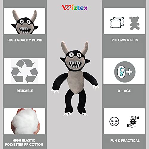Wiztex Rainbow Friends - Juguete de peluche (30 cm, diseño de cuerno de ganado y monstruo de ganado, inspirado en los fans de Roblox y Rainbow