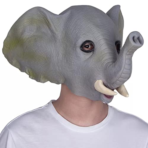 WLLLTY Máscara de Halloween realista elefante fiesta máscara zoológica Tema vestido hasta sombreros Halloween disfraz fiesta Animal Props