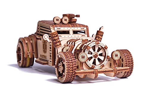 Wood Trick Apocalyptic Car 3D Wooden Puzzles Rompecabezas de Madera en 3D para Construir - Recorre hasta 8 m - Kits de Construcción de Coches de Madera para Adultos