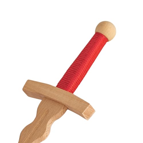 WOODSY ® Espada de madera para niños con flamberge, 52 cm de largo, de madera de haya, espada de caballero para niños, juguete para carnaval medieval Excalibur