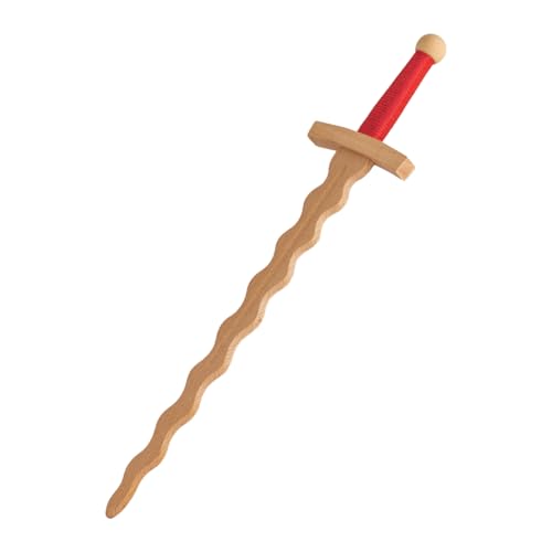 WOODSY ® Espada de madera para niños con flamberge, 52 cm de largo, de madera de haya, espada de caballero para niños, juguete para carnaval medieval Excalibur