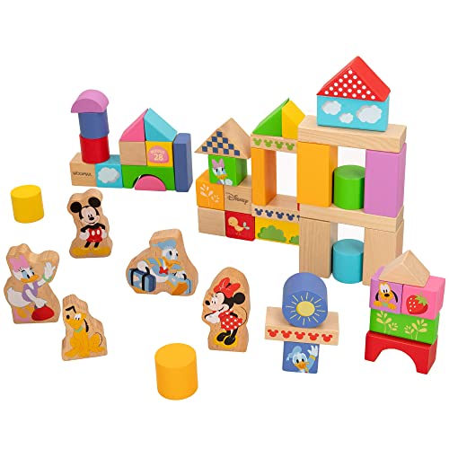 WOOMAX 48737 - Disney Bloques Juego construcción 50 piezas - Juguetes para apilar, equilibrio y ordenar - Juegos de construcción para niños y bebés 1, 2, 3 años