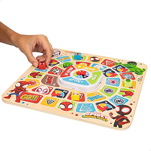 WOOMAX 48753 - Spidey y su superequipo. Juegos de mesa 2 en 1 para niños, Juego de la oca y parchis infantil, juegos para niños, juguetes para niños, Regalos para niños