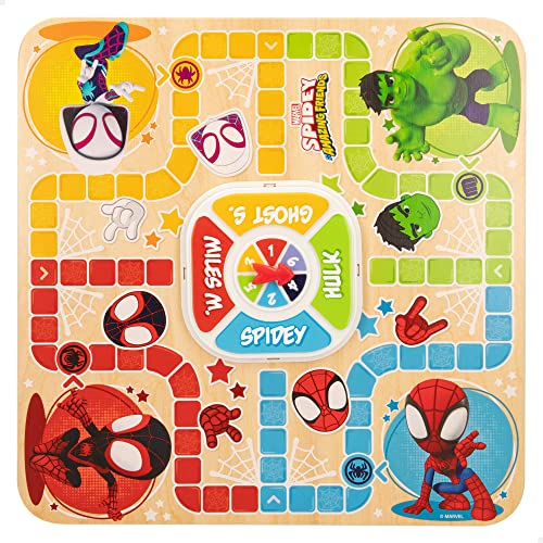 WOOMAX 48753 - Spidey y su superequipo. Juegos de mesa 2 en 1 para niños, Juego de la oca y parchis infantil, juegos para niños, juguetes para niños, Regalos para niños