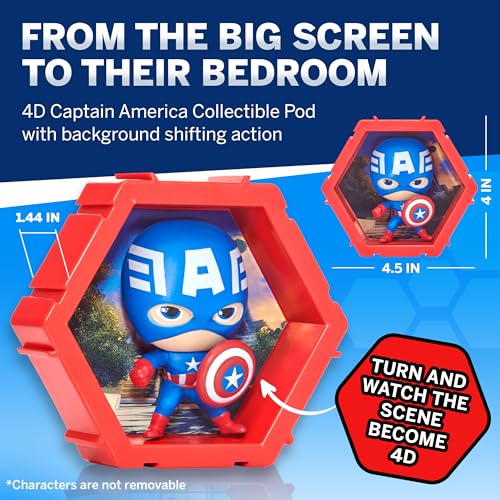 WOW! PODS - Figura Coleccionable 4D Marvel Capitán América, única y conectable Que irrumpe de su Mundo en el tuyo, exhibición de Pared o Estante, Juguetes y Regalos de Marvel, Serie 1 n.º 455