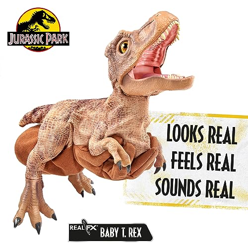WOW! STUFF Jurassic Park Real FX Baby T.Rex Dinosaurio, edición Especial, Juguete animatrónico hiperrealista, Realista con Sonidos de películas Reales, Regalos Oficiales de Jurassic World,