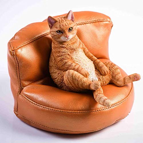 Wuhuayu Figura De Gato Sentado En El Sofá, Gatito Soñoliento Perezoso(Color:Orenge)