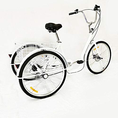 WUPYI2018 Triciclo para adultos, triciclo de 26 pulgadas para adultos mayores triciclo de 6 velocidades con cesta de la compra bicicleta 3 ruedas triciclo