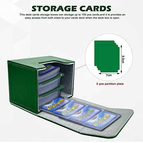 YCCOKJJ 3 piezas Caja Cartas Magic Deck Box Caja Cartas MTG con 6 Divider Magnetic Flip Box con Cuero de PU para Tiene Hasta más de 100+ Cartas (Negro,Rojo,Verde)
