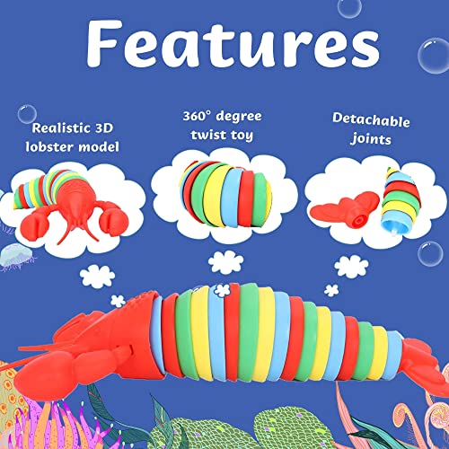 Yeefunjoy Fidget Slug Articulado Fidget Toy, Realista de Langosta Fidget Toy, de Arrastre se Puede torcer casualmente Flexible Ansiedad Alivio Estrés Juguetes Sensoriales para Niños Adultos (Vistoso)