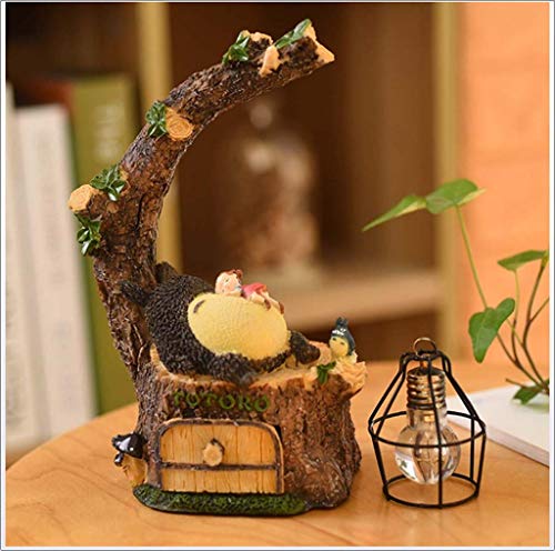 YHX Figura De Totoro, Anime Japonés Mi Vecino Totoro Spirit Away Figuras Figura De Totoro con Lámpara De Noche Estatua De Luz Modelos Muñecas para La Decoración del Jardín del Hogar Regalo,2pcs Pack