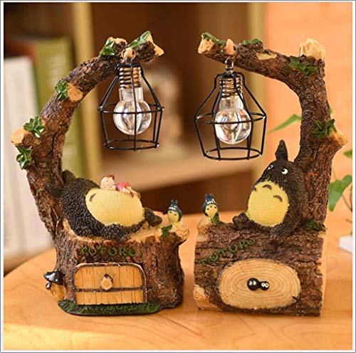 YHX Figura De Totoro, Anime Japonés Mi Vecino Totoro Spirit Away Figuras Figura De Totoro con Lámpara De Noche Estatua De Luz Modelos Muñecas para La Decoración del Jardín del Hogar Regalo,2pcs Pack
