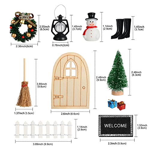 Yomaido Juego completo de accesorios para puerta de comodines de Navidad, juego completo con 11 accesorios, miniatura para niños