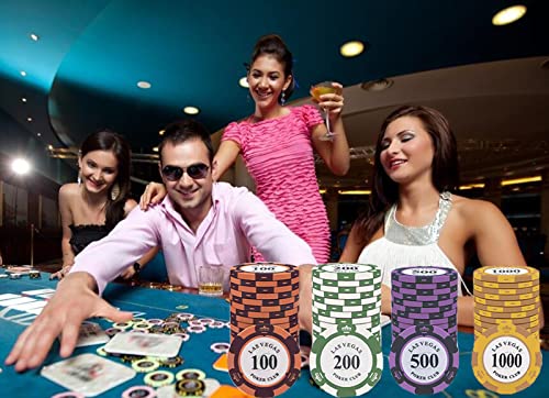 YouYuer 50PCS Fichas de Poker Profesionales,Juego Fichas de Póquer Entretenimiento de 10 Colores con Valor Nominal Fichas de Texas Hold'em Fichas de Casino de Ruleta de Póquer Poker Chips