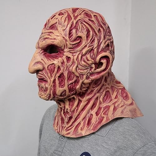 YSOCKS Máscara de Freddy Krueger de 30 x 25 cm, película de Halloween, pesadilla en Elm Street, fiesta de terror, accesorios de disfraces