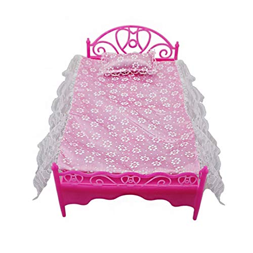 Yudanny 8 Unids/Set Accesorios de Muebles de Princesa Juego de Tocador de Regalo+ Juego de Sofá+ Juego de Cama+ Perchas para Dormitorio Muñeca Barbie
