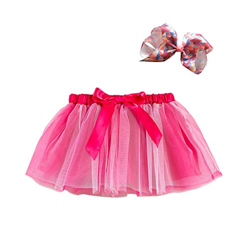 Yudiega Disfraz de carnaval para niños, disfraz de ballet, patchwork, disfraz de tul con lazo, horquilla, hada de princesa, tutú, juego de disfraz para carnaval (rosa caliente, 2-4 años)