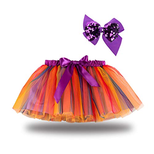 Yudiega Disfraz de carnaval para niños, disfraz de ballet, patchwork, disfraz de tul con lazo, horquilla, hada de princesa, tutú, juego para carnaval (púrpura, 2-4 años)
