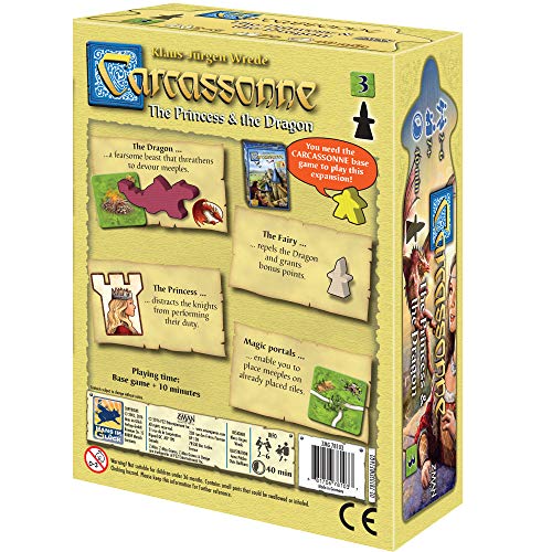 Z-Man Games , Carcassonne The Princess & The Dragon, Board Game Expansion 3, Ages 7 and up, 2-6 Players, 45 Minutes Playing Time