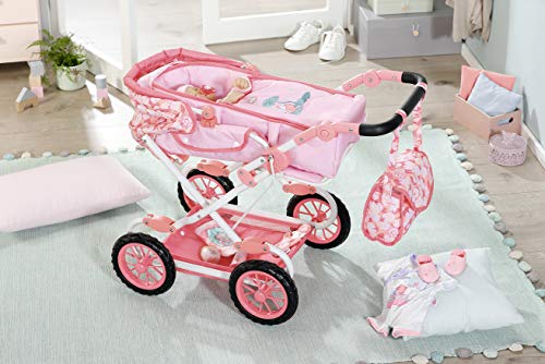 Zapf Creation Baby Annabell Deluxe Pram for 43 cm Doll - Easy for Small Hands, Creative Play Promotes Empathy & Social Skills, For Toddlers 3 Years & Up - Includes Changing Bag & Shopping Basket