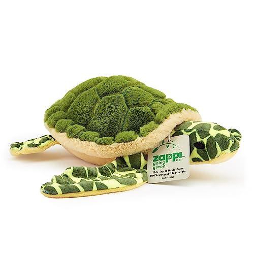 Zappi Co Peluche 100% Reciclado de Tortuga Marina (33cm de Ancho) Suave, Mullido, ecológico, colección de Animales para recién Nacidos Primer Hijo