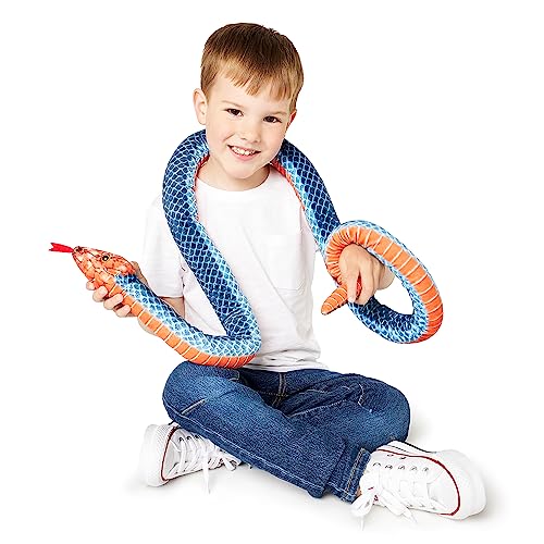 Zappi Co Peluche de Serpiente de Peluche para niños, Parte de la colección Safari Animales, niños (180 cm de Longitud) (Azul Coral)