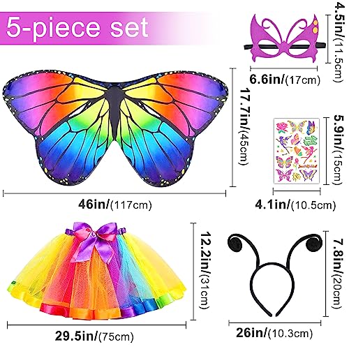 ZeYou 5 unidades de disfraz de mariposa para niños, alas de mariposa, juego de disfraz para niños, máscara de mariposa, Halloween, carnaval, fiesta, cosplay, capa de alas