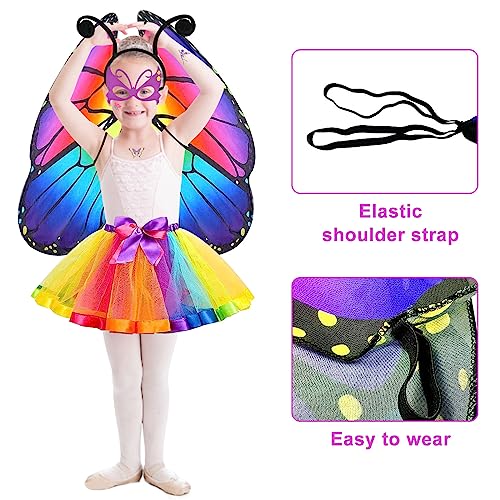 ZeYou 5 unidades de disfraz de mariposa para niños, alas de mariposa, juego de disfraz para niños, máscara de mariposa, Halloween, carnaval, fiesta, cosplay, capa de alas