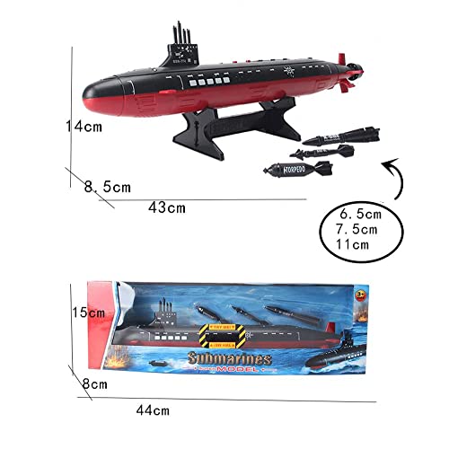 ZEZEFUFU Modelo submarino nuclear de sonido a escala 1/350, modelo militar, modelo submarino fundido a presión con modelo de 3 torpedos