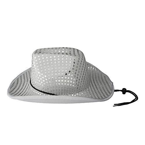ZFVEN LED Lid Light Upcowgirl Hat Flashing Lights Luminous Sombreros Luminosos Grillo de Moda Cowboy Hat Cow Chica Cosa Fun Rodeo Sombreros de Fiesta (Silver)