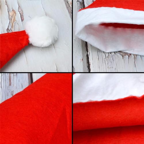 ZHIYU Pack de 24 gorros de Navidad de felpa rojo con puños blancos, gorro de Navidad de tela no tejida, gorro de Navidad para adultos, gorro de aviador con gafas, rojo, Talla única
