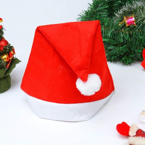 ZHIYU Pack de 24 gorros de Navidad de felpa rojo con puños blancos, gorro de Navidad de tela no tejida, gorro de Navidad para adultos, gorro de aviador con gafas, rojo, Talla única