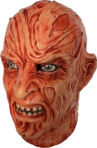 ZLCOS Máscara de Halloween Freddy de látex olmo Street Horror Movie Krueger Cosplay accesorio de fiesta temática disfraz (rojo)