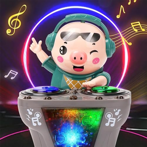 ZTMHRG DJ Rock Pig Toy, Divertido Y Lindo Baile Eléctrico DJ Piggy Toy con Luces Coloridas Y 5 Canciones Música Dinámica Swinging Piggy para Niños Juguetes Educativos Iluminados