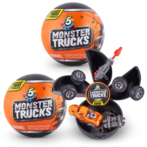 ZURU 5 SURPRISE- 5 Surprise Monster Trucks Serie 1 de ZURU (Paquete de 2) Dino,Ghost, 77142 Truck Capsule Coleccionable (2 Unidades), Color Pack