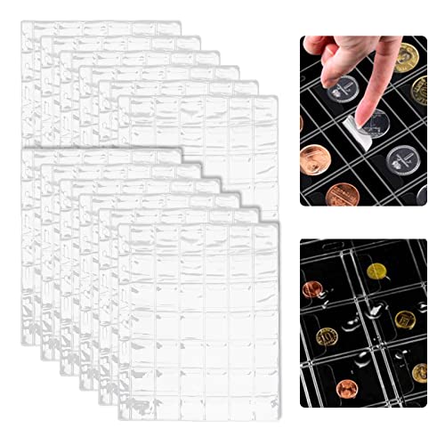 12 fundas para monedas para álbumes de colección de monedas, 42 compartimentos de 29 mm, almacenamiento para 2 euros, tarjetas de cambio, carpeta de álbumes, bolsa para monedas para monedas fundas
