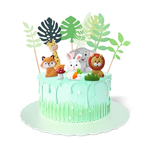 12 Pièces Jungle Cupcake Toppers Animal Gâteau Toppers para pasteles niños bebé niño de la fiesta cumpleaños