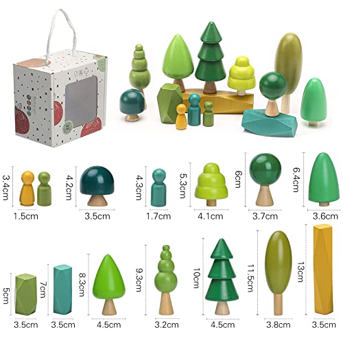 14 PCS Juguetes de Madera - Decoración de Árboles de Madera Juguetes Montessori, Varios Tamaños Árboles Bosque Decoración Rústica para la Decoración del Hogar y la Habitación de los Niños