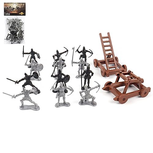 14 piezas de soldados medievales minifiguras militares de plástico figuras militares juego medievales soldados romanos caballeros guerreros caballos arquero militar juguete militar